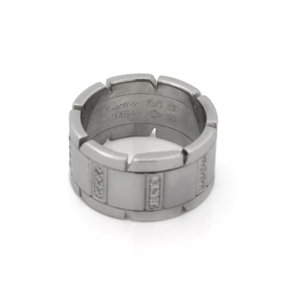 Anillo Cartier Tank Francaise de diamantes de oro blanco de 18 quilates 56 1