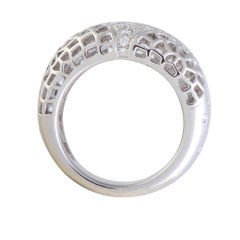Cartier 18 Karat White Gold Diamond Wide Mesh Band Ring