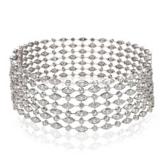 CARTIER 18K White Gold Diamond Wide Mesh Bracelets