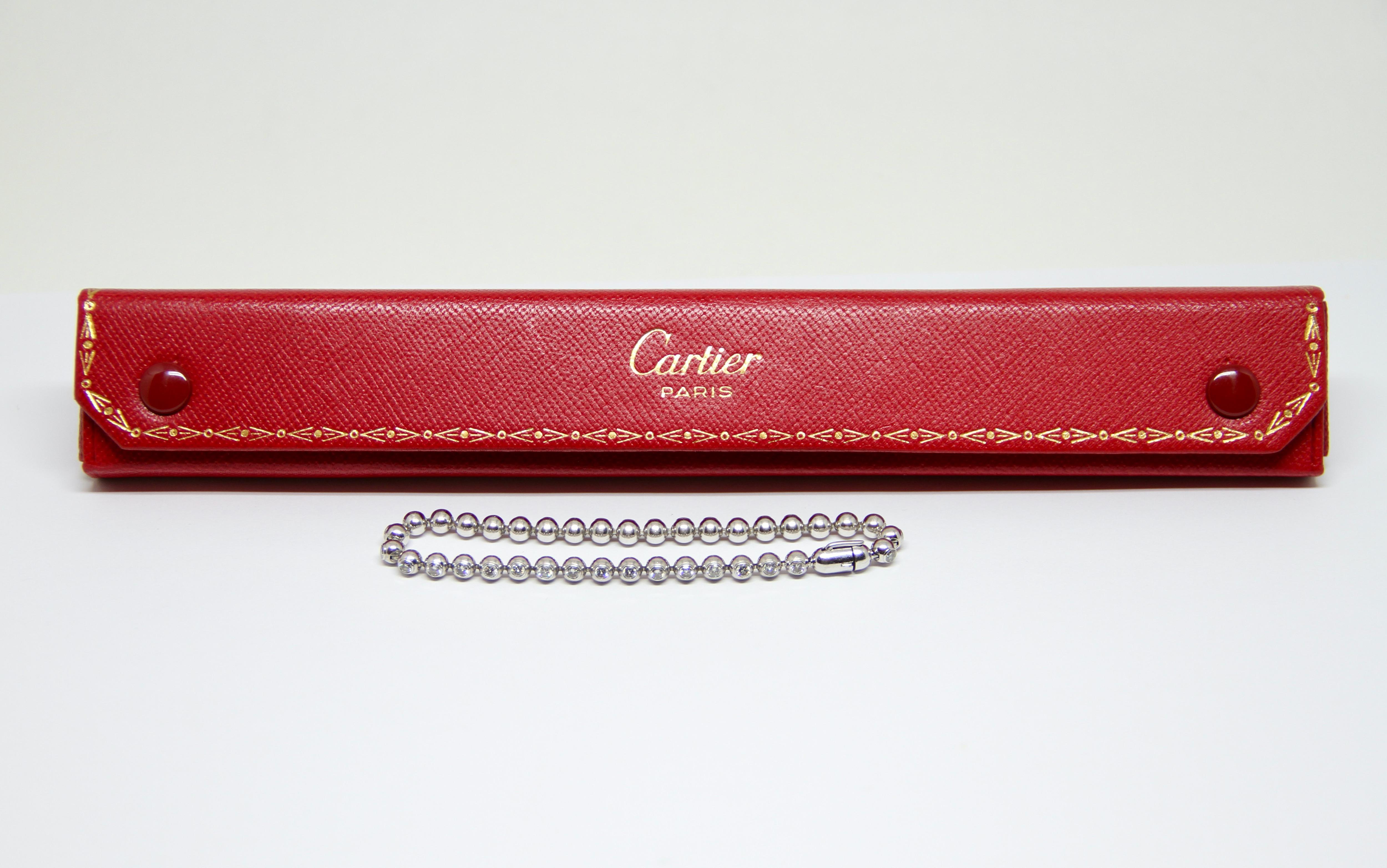 Cartier 18k White Gold Diamonds Perles De Diamants Tennis Bracelet For Sale 7