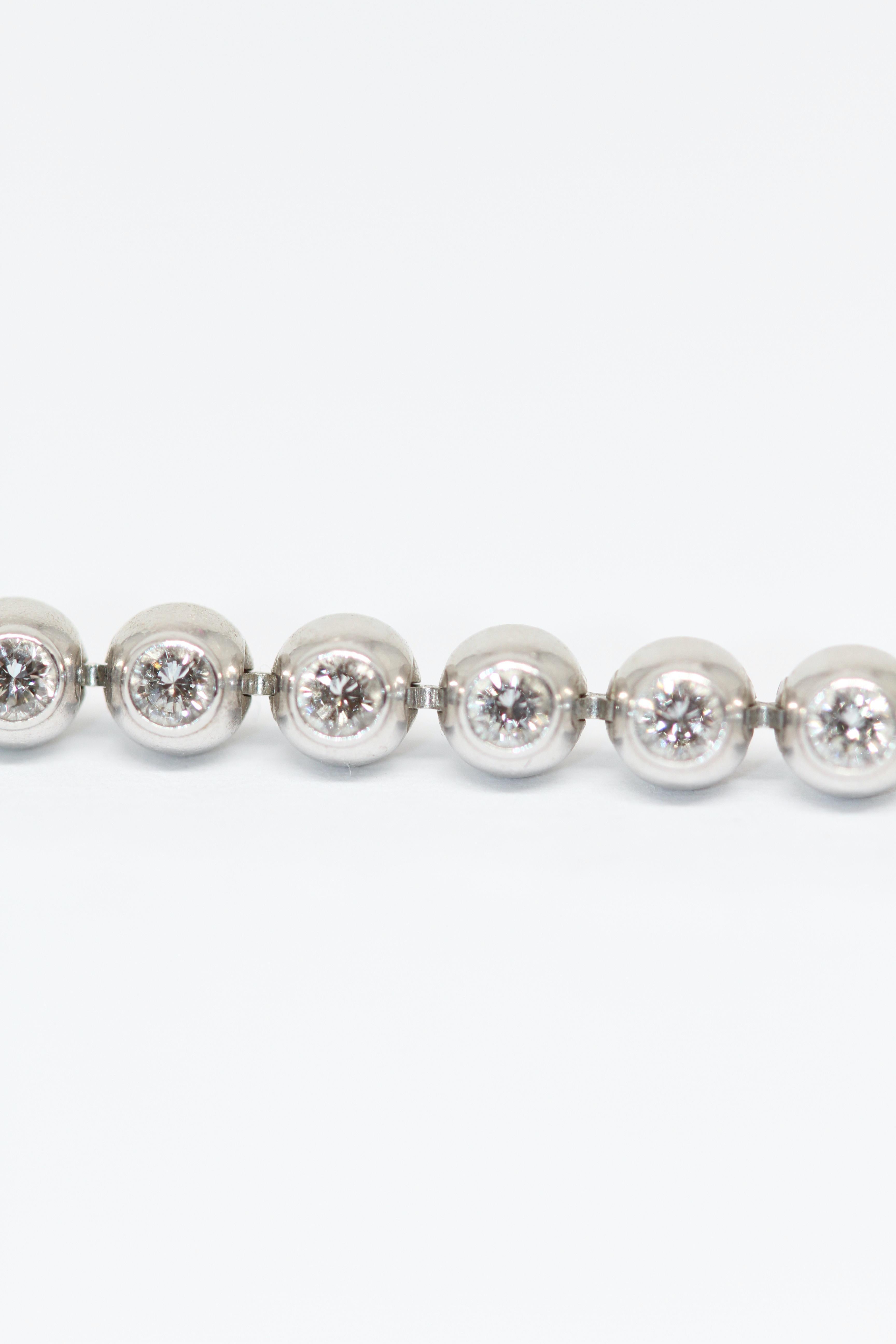 Cartier 18k White Gold Diamonds Perles De Diamants Tennis Bracelet For Sale 1