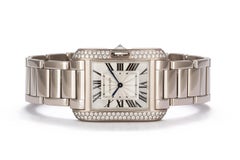 Cartier 18 Karat White Gold and Diamonds Tank Anglaise Medium WT100028