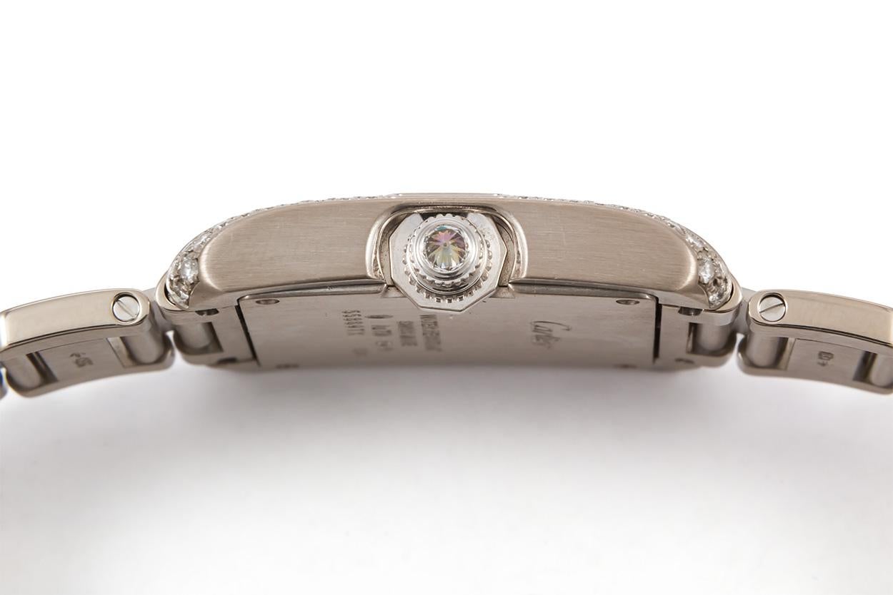 Women's Cartier 18 Karat White Gold and Diamonds Tank Anglaise Medium WT100028