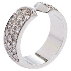 Cartier 18k White Gold Double C Cartier Diamond Ring 51