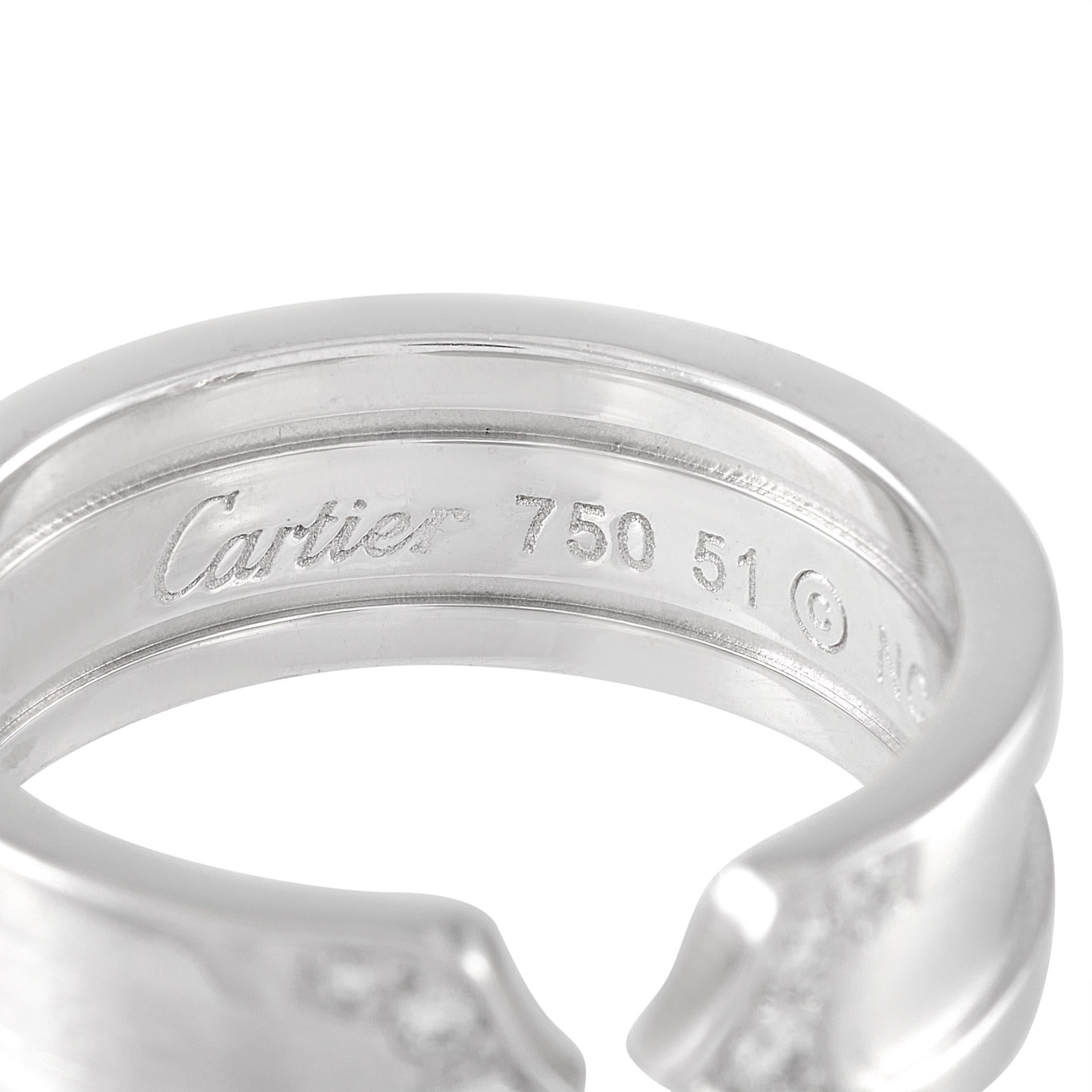 Women's Cartier 18 Karat White Gold Double C Diamond Ring