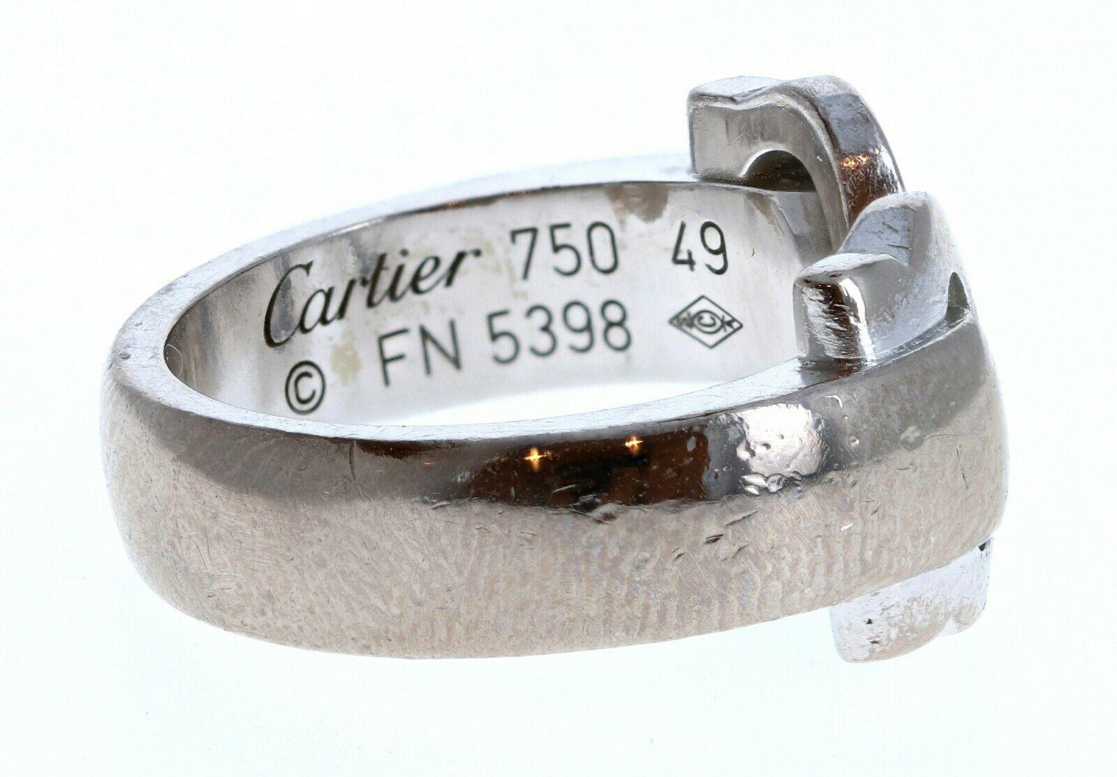 Cartier 18k White Gold Double C Ring 9.6g In Good Condition For Sale In Beverly Hills, CA