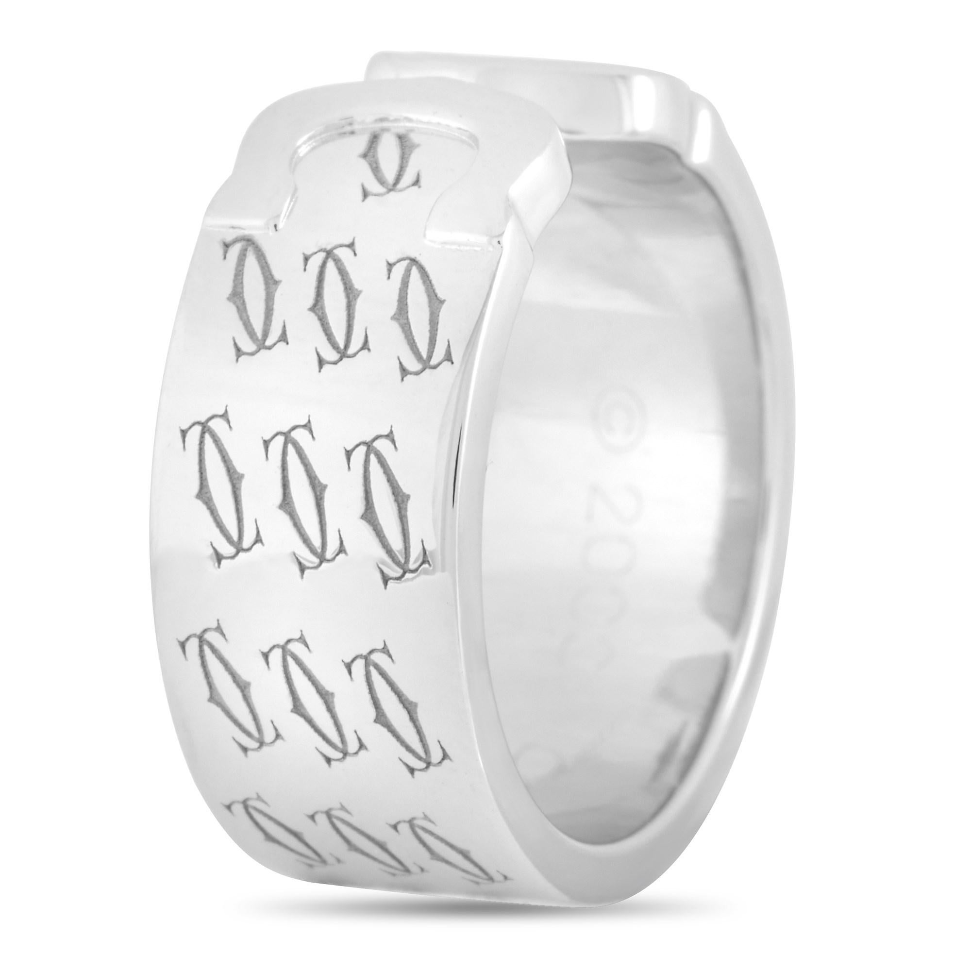 The Cartier Double C ring features a stylish pattern of 