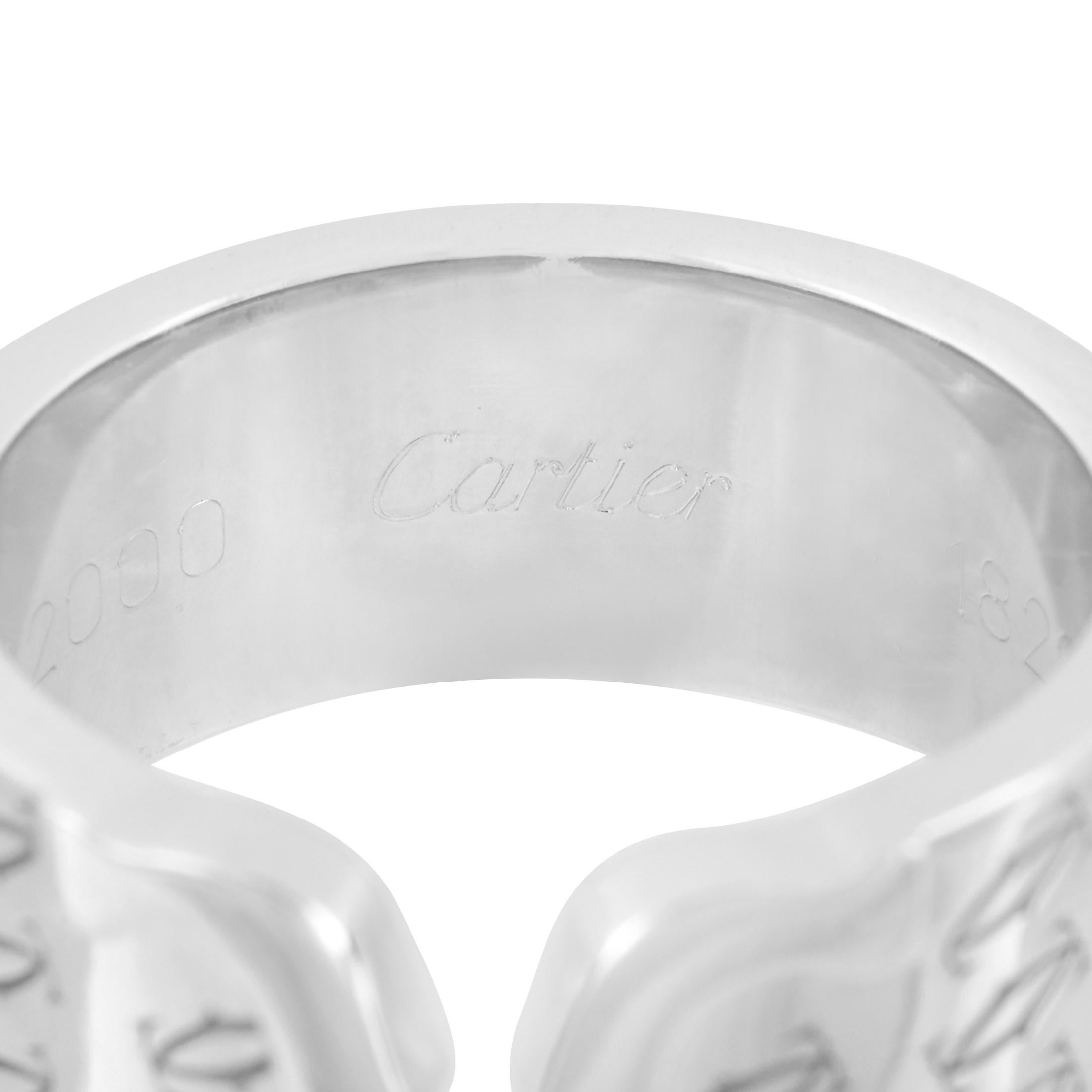 Cartier 18 Karat White Gold Double C Ring In Excellent Condition In Southampton, PA