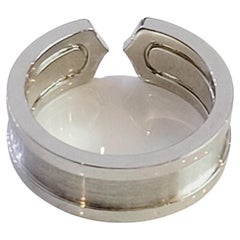 Cartier 18k White Gold Double C Wedding Band Ring  Size 7.25 USA or size 54 Euro