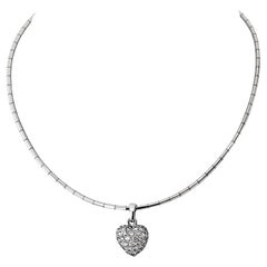 Cartier 18K White Gold Heart Diamond Pendant Necklace