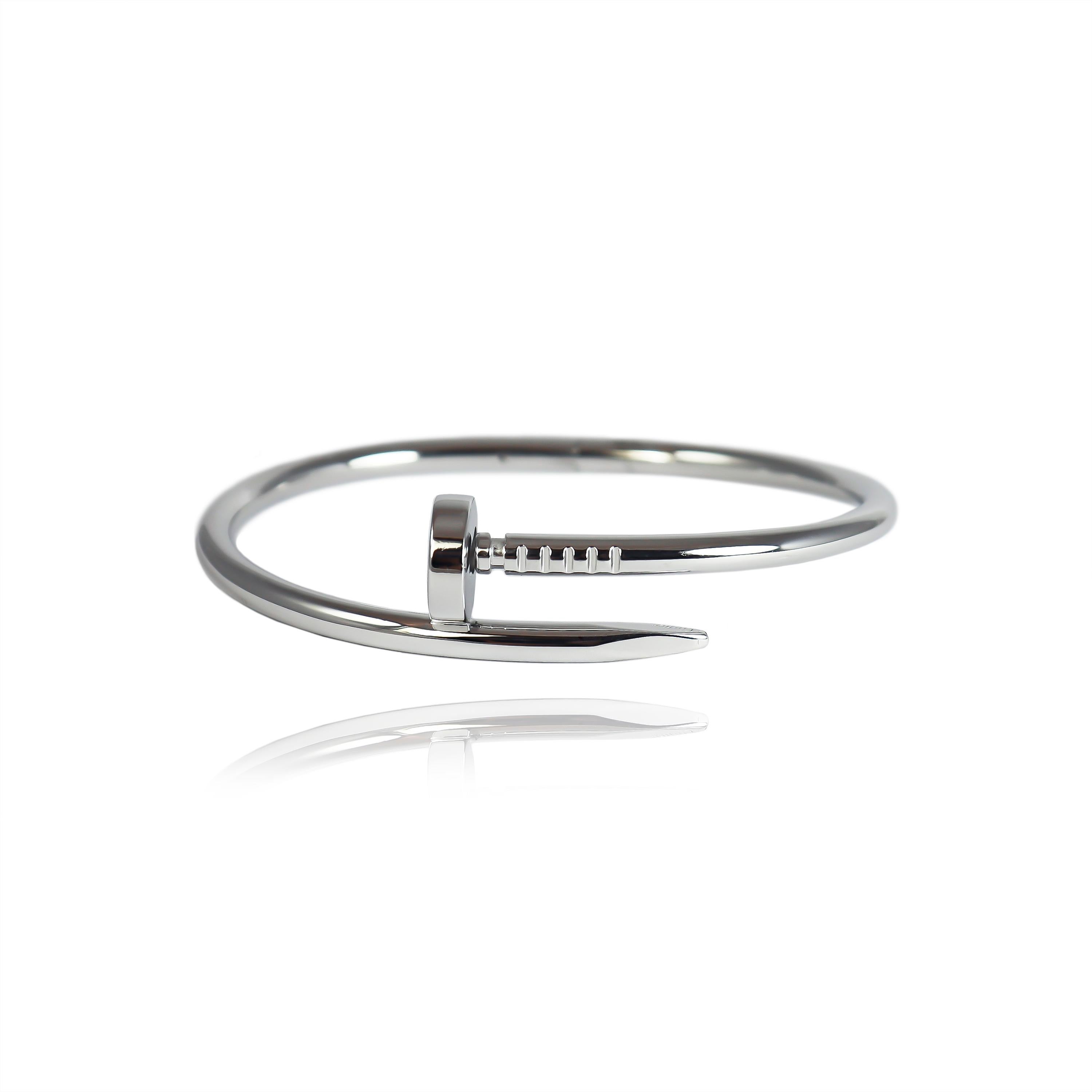 cartier nail bracelet mens silver
