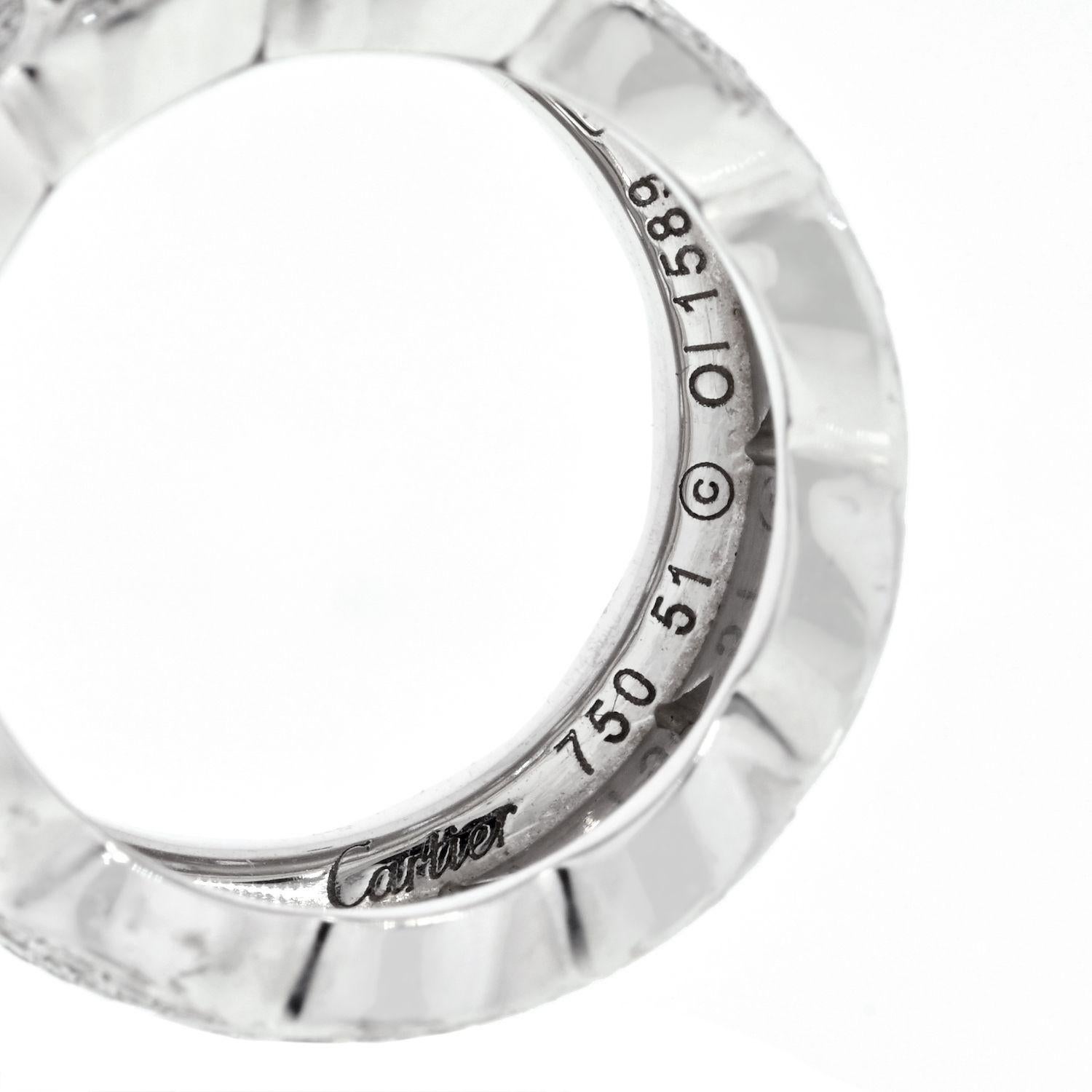 Modern Cartier 18K White Gold La Dona Diamond EU 51 Ring For Sale