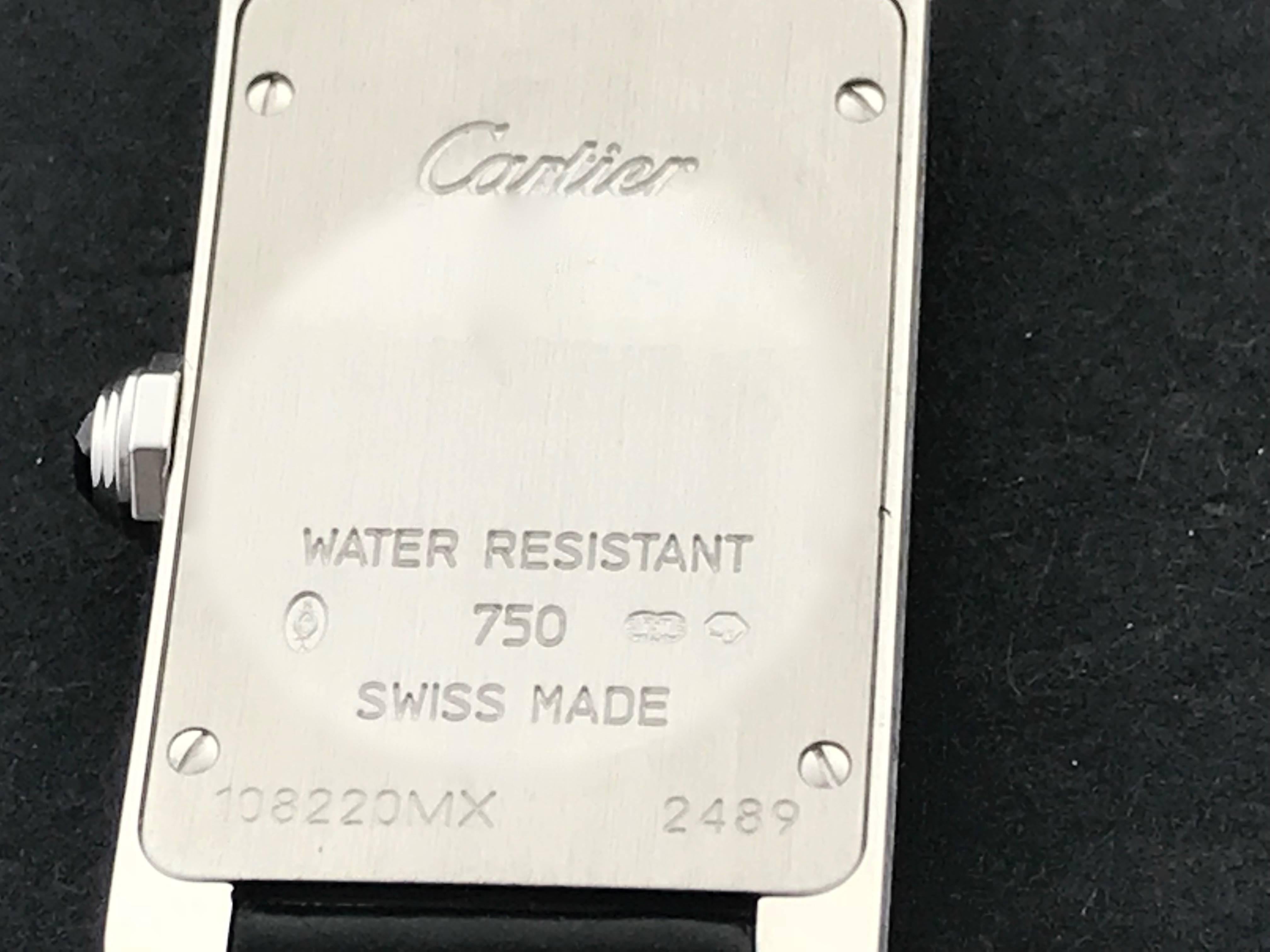 Women's Cartier 18k White Gold Ladies Tank Americaine Quartz Wrist Watch Ref W2601956 For Sale