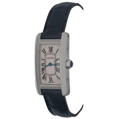 Cartier 18k White Gold Ladies Tank Americaine Quartz Wrist Watch Ref W2601956
