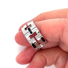Cartier 18k White Gold Le Baiser Dragon w/Black Enamel Ring