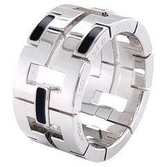 Cartier 18k White Gold Le Baiser Dragon w/Black Enamel Ring