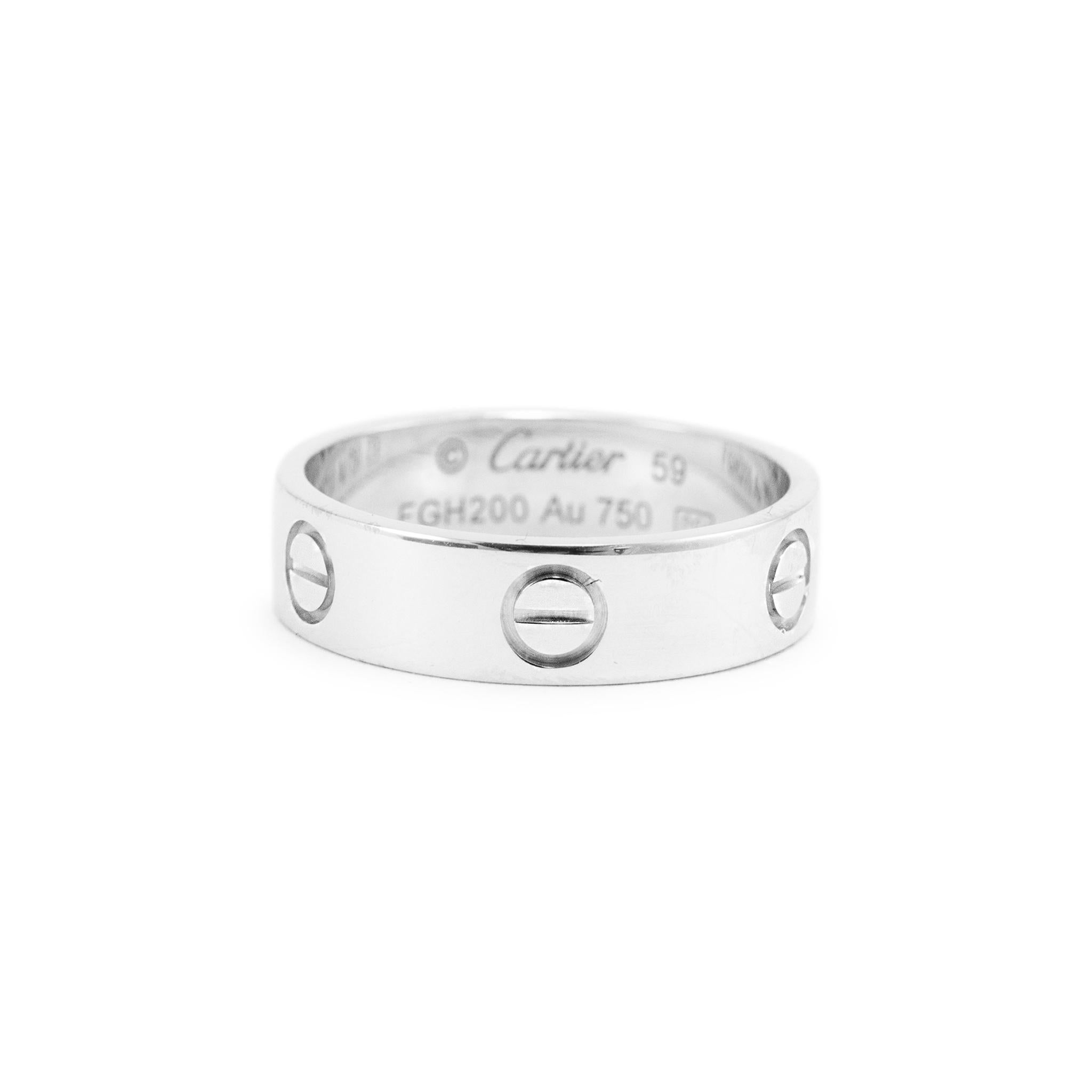 Cartier 18K White Gold Love Band Ring 1