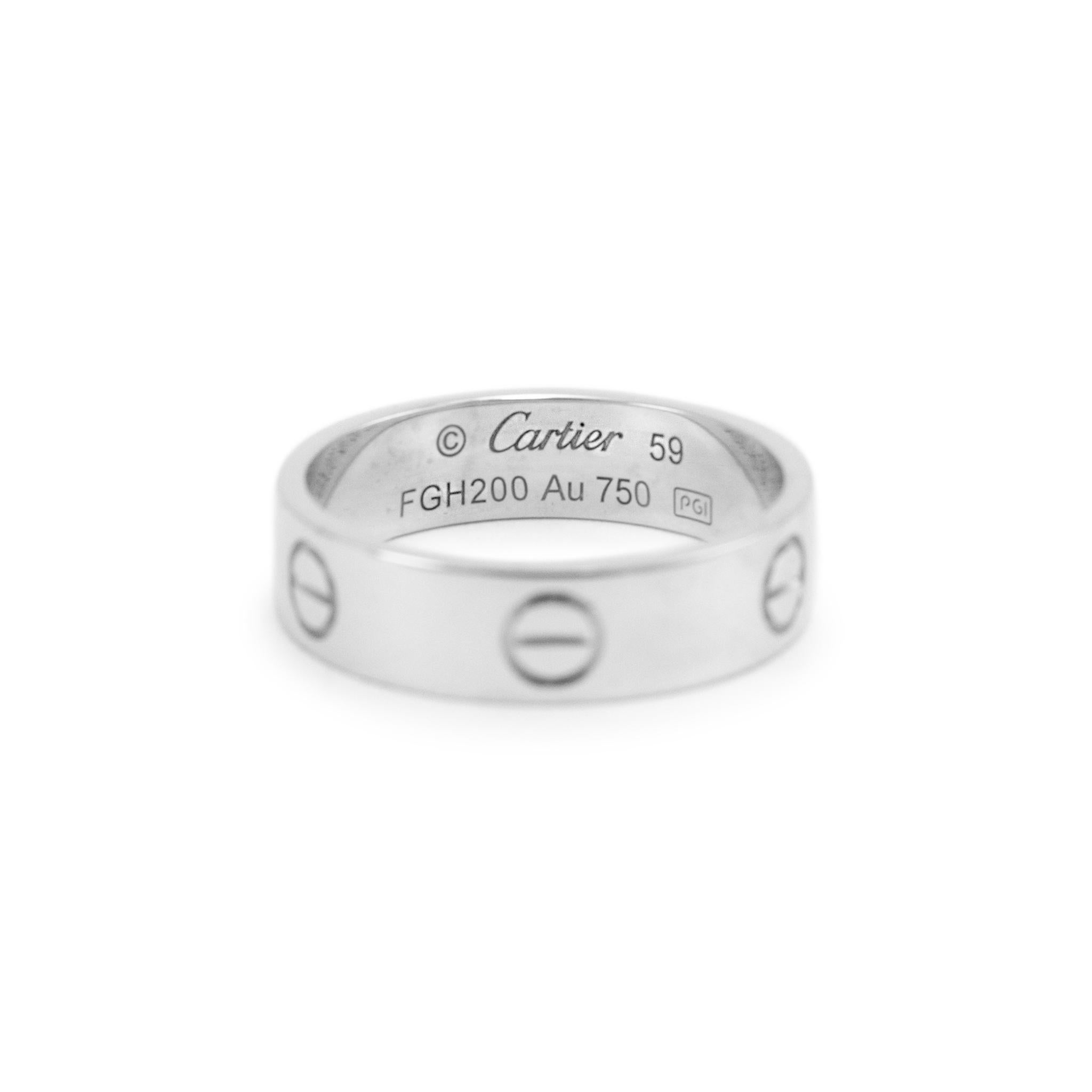 Cartier 18K White Gold Love Band Ring 2