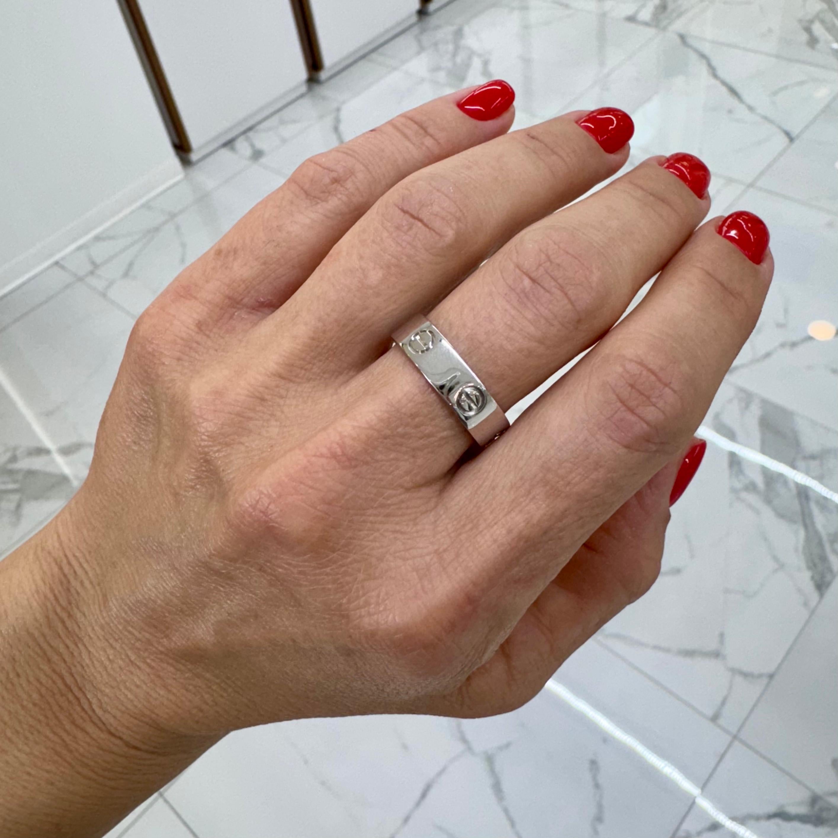 Cartier 18K White Gold Love Band Ring 3