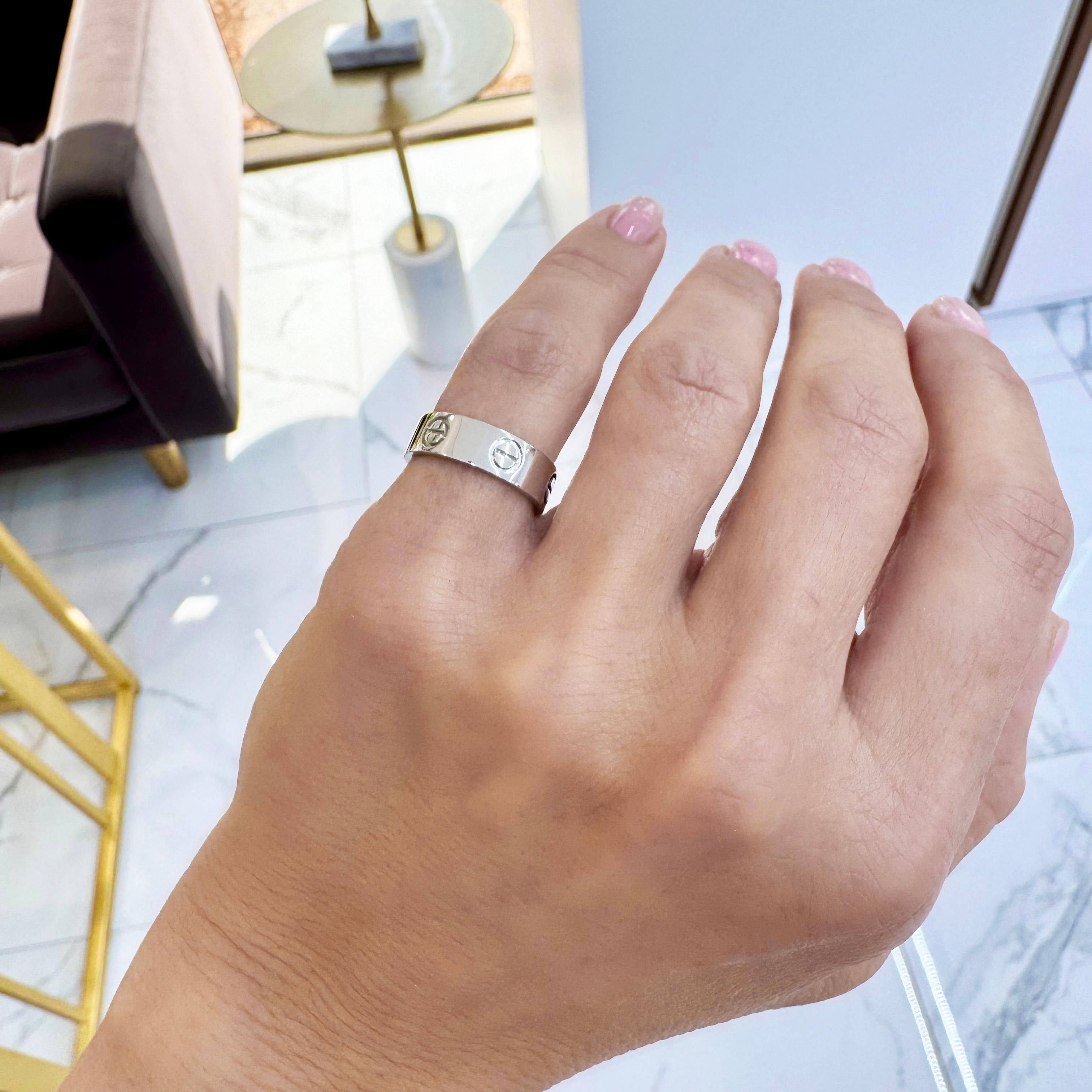 Cartier 18K White Gold Love Band Ring 3