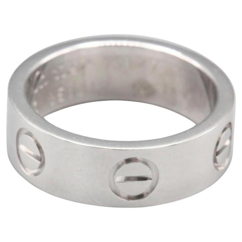Cartier 18K White Gold Love Band Ring Size 4 For Sale