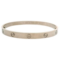 Cartier 18k White Gold Love Bangle Bracelet size 20 w/ Original Pouch & Papers