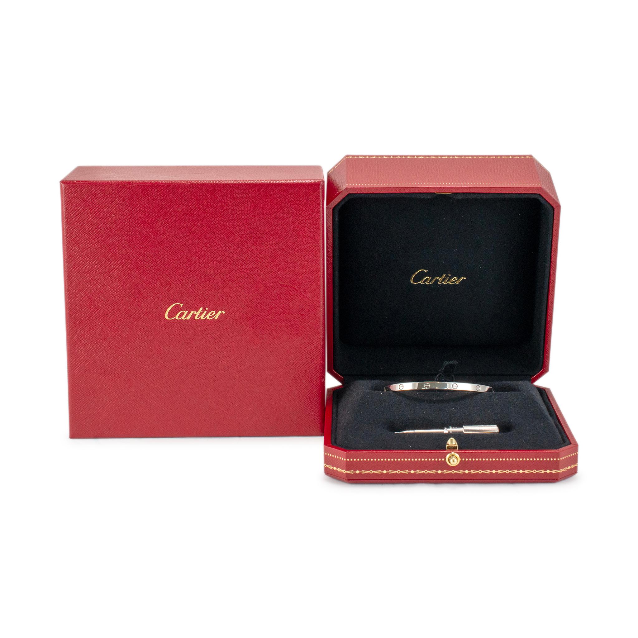 Cartier 18K White Gold Love Bangle Bracelet Small Model 1