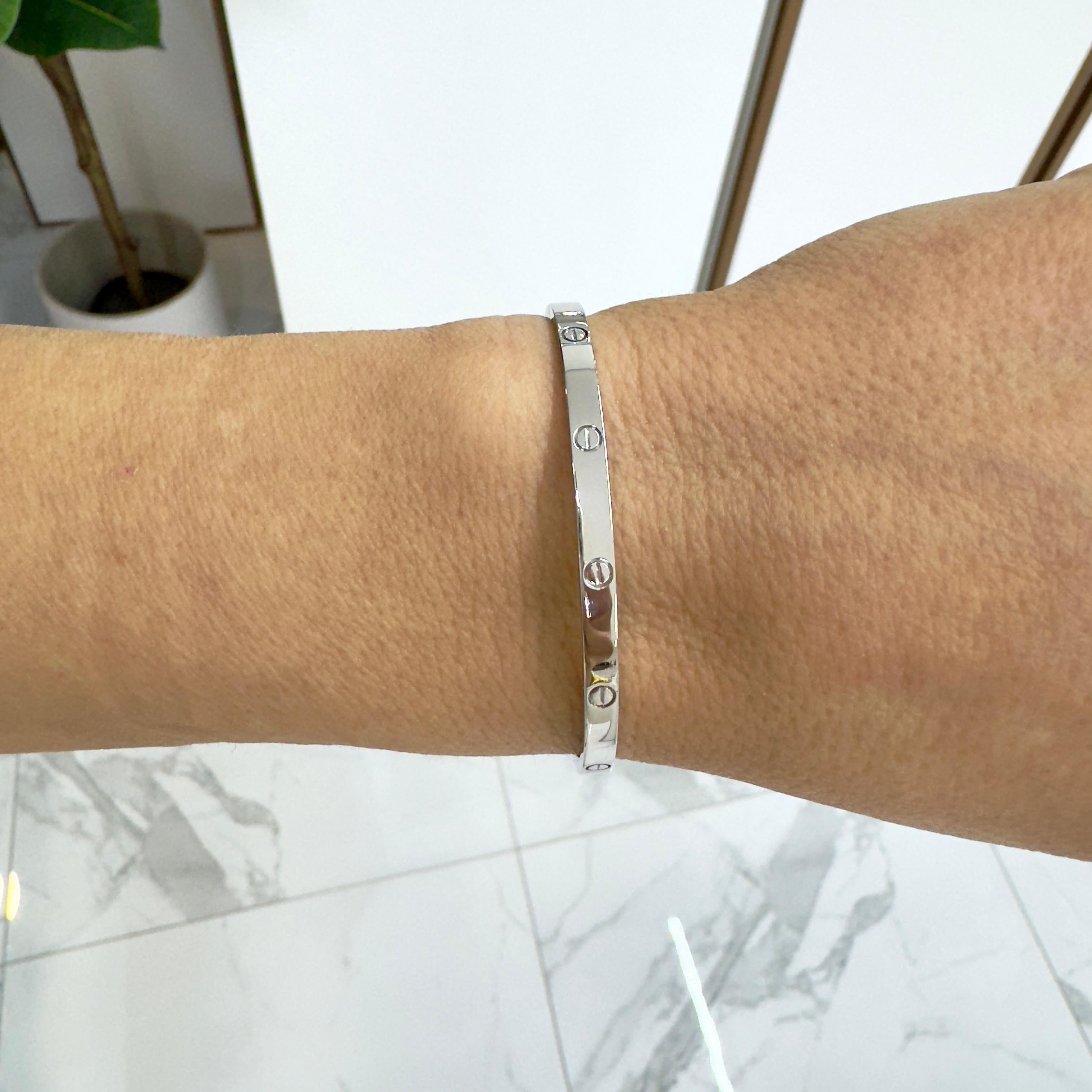 Cartier 18K White Gold Love Bangle Bracelet Small Model 2