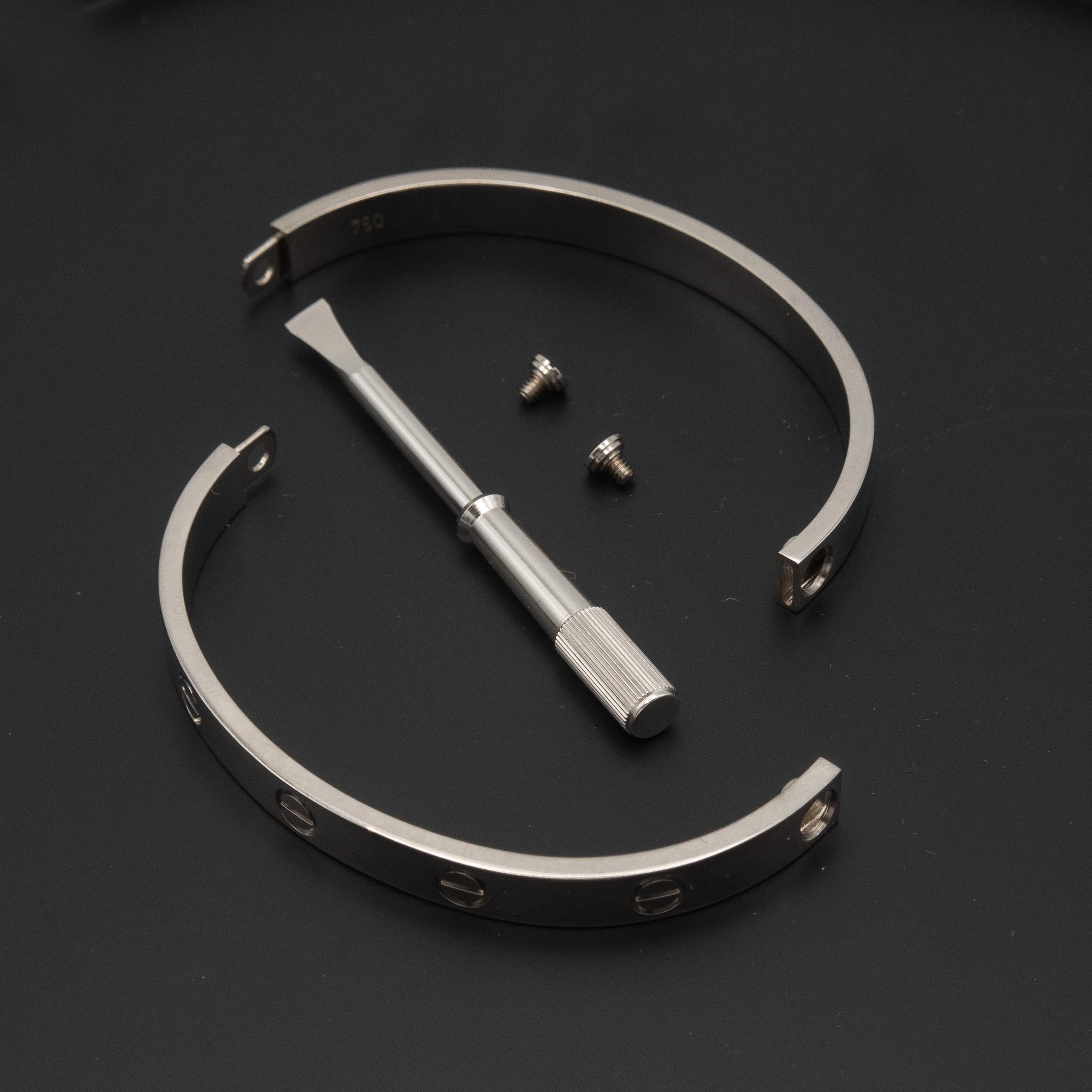 Cartier 18K White Gold Love Bangle Bracelet – With Certificate & Sales Receipt For Sale 6