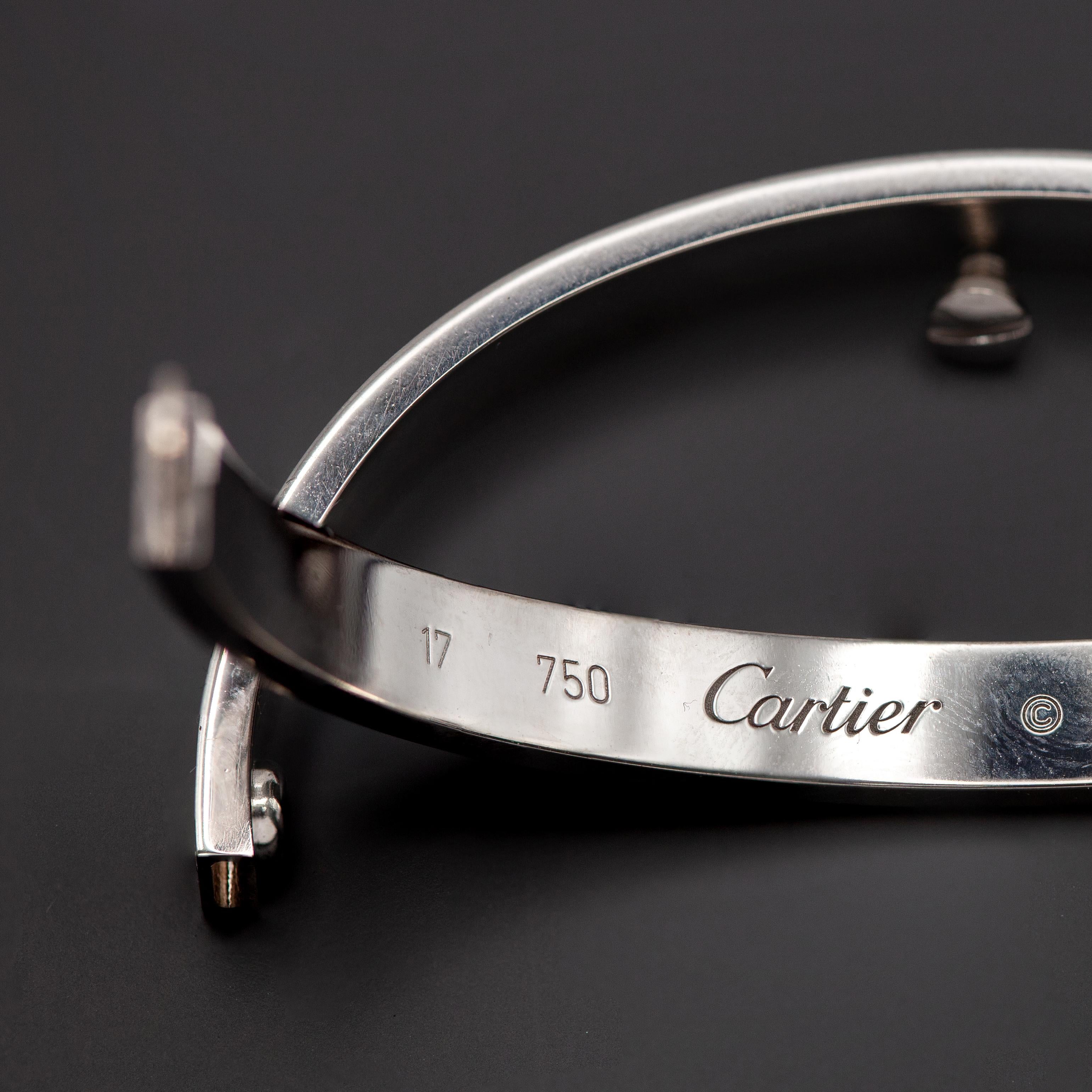 Cartier 18K White Gold Love Bangle Bracelet – With Certificate & Sales Receipt For Sale 7