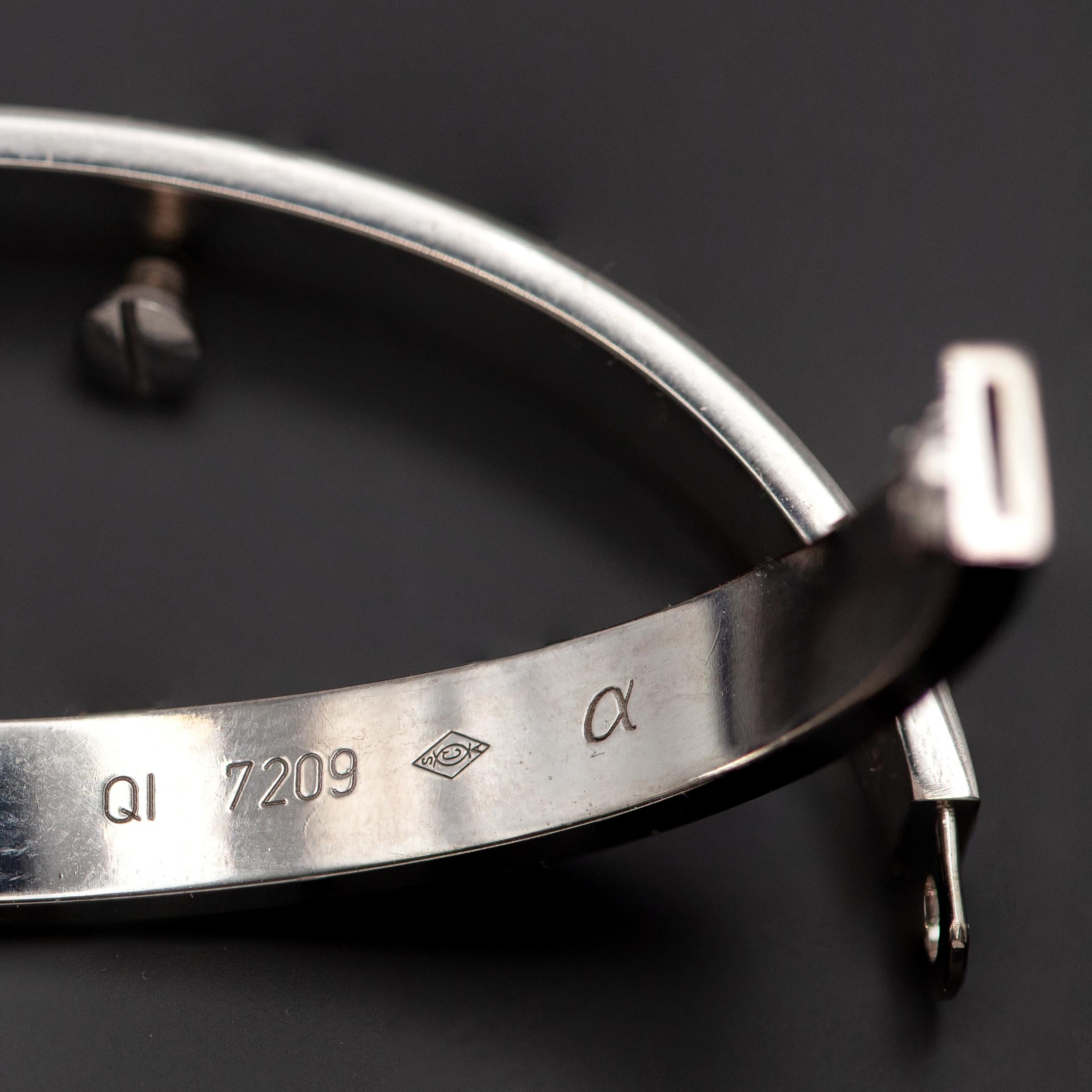 Cartier 18K White Gold Love Bangle Bracelet – With Certificate & Sales Receipt For Sale 8