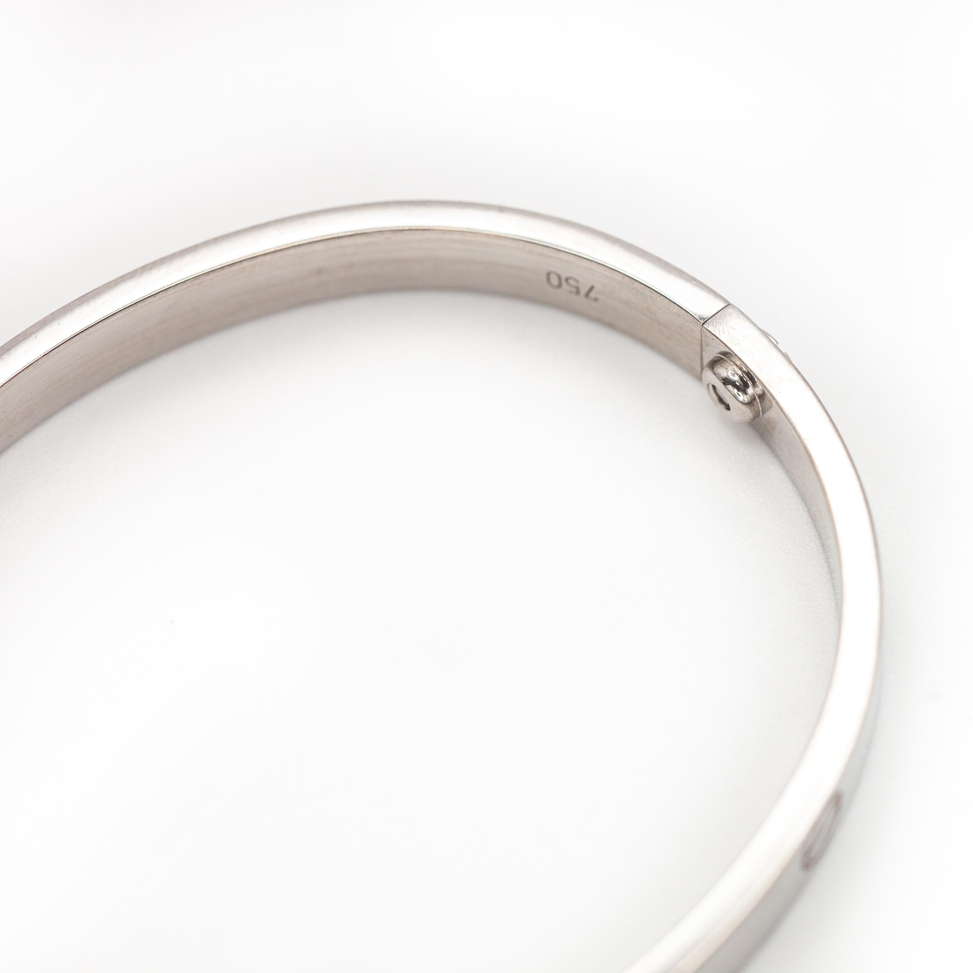 Cartier 18K White Gold Love Bangle Bracelet – With Certificate & Sales Receipt For Sale 2