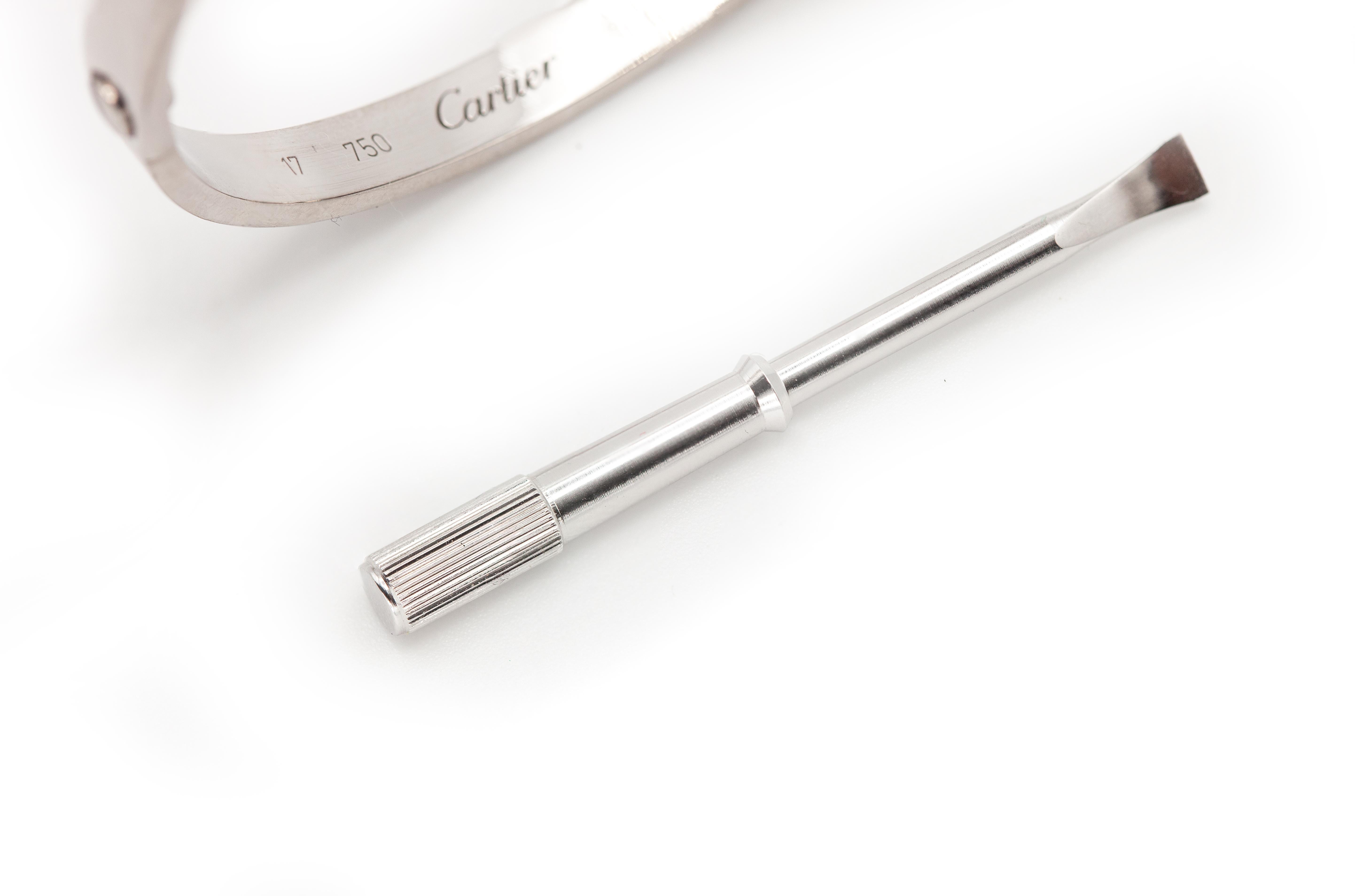 Cartier 18K White Gold Love Bangle Bracelet – With Certificate & Sales Receipt For Sale 3