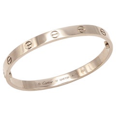 Cartier 18K White Gold Love Bangle Bracelet – With Original Box & Certificate