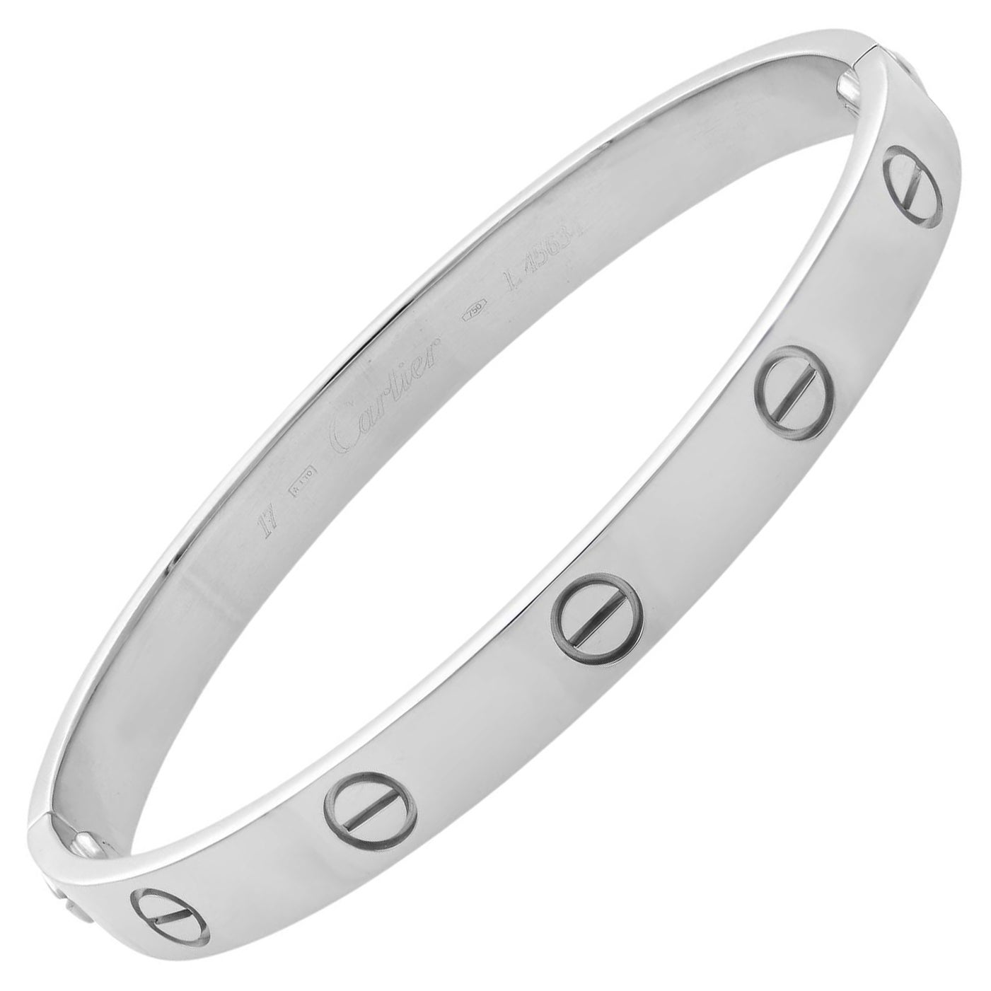 Cartier 18K White Gold Love Bracelet Old Style Size 17