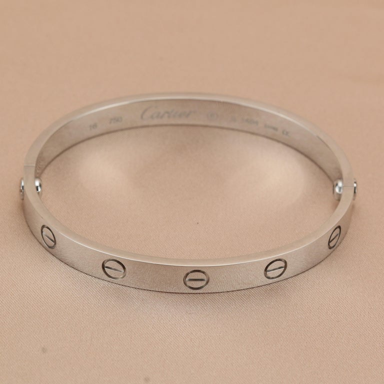 Cartier 18k White Gold Love Bracelet at 1stDibs | 750 cartier ol4783 سعر,  serial number 750 cartier ol4783 price, 750 17 cartier ip 6688