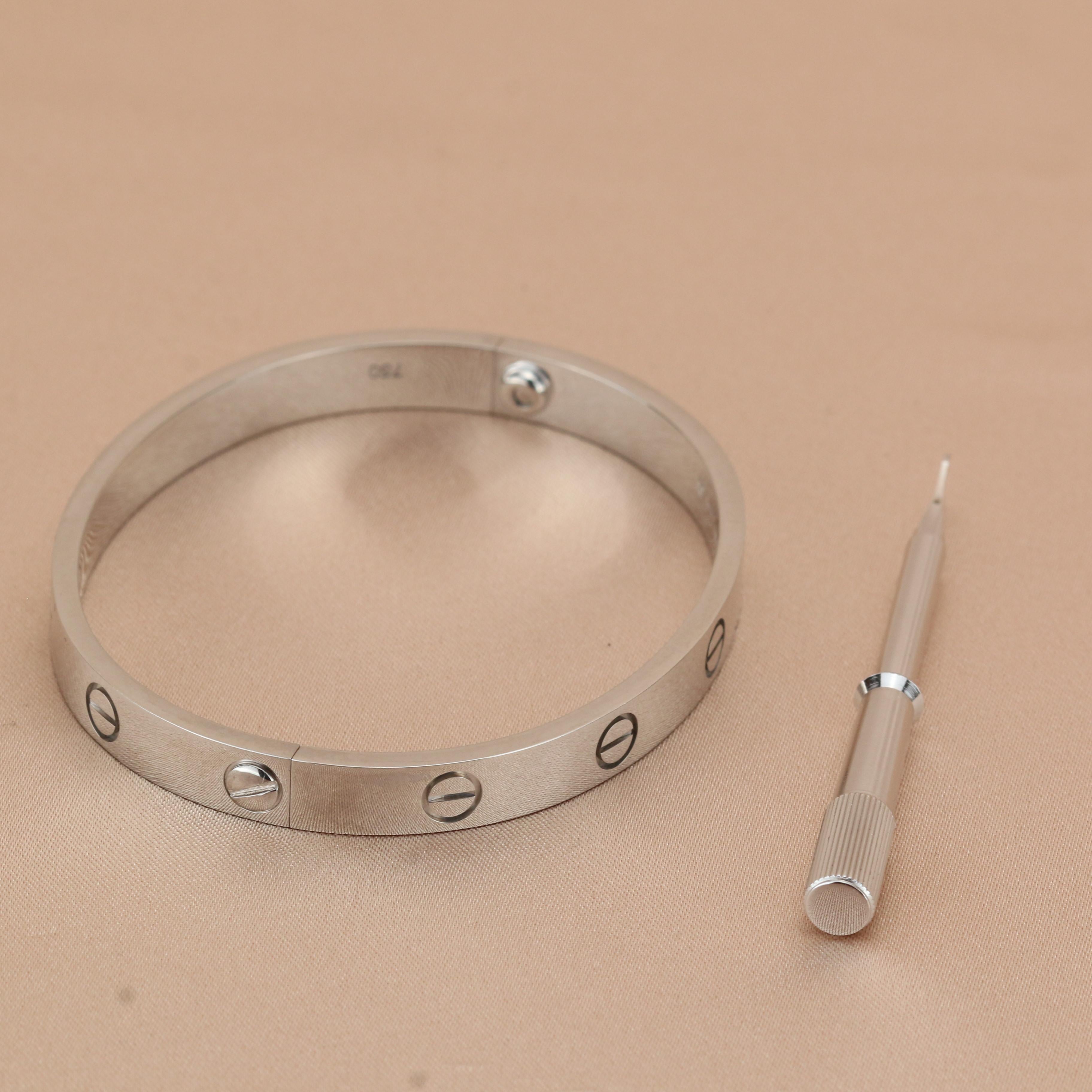 Cartier 18k White Gold Love Bracelet In Excellent Condition In Banbury, GB