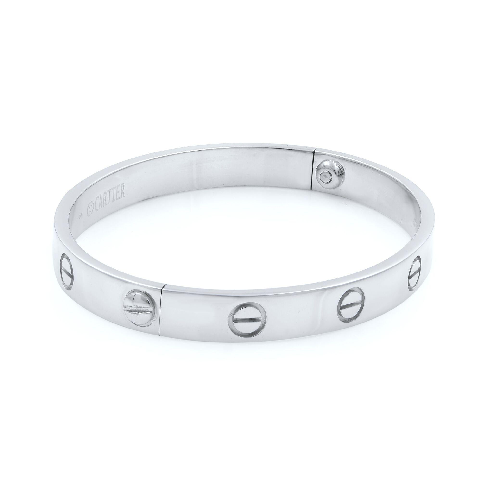 Cartier 18 Karat White Gold Love Bracelet Old Screw System at 1stDibs |  cartier love bracelet old screw system