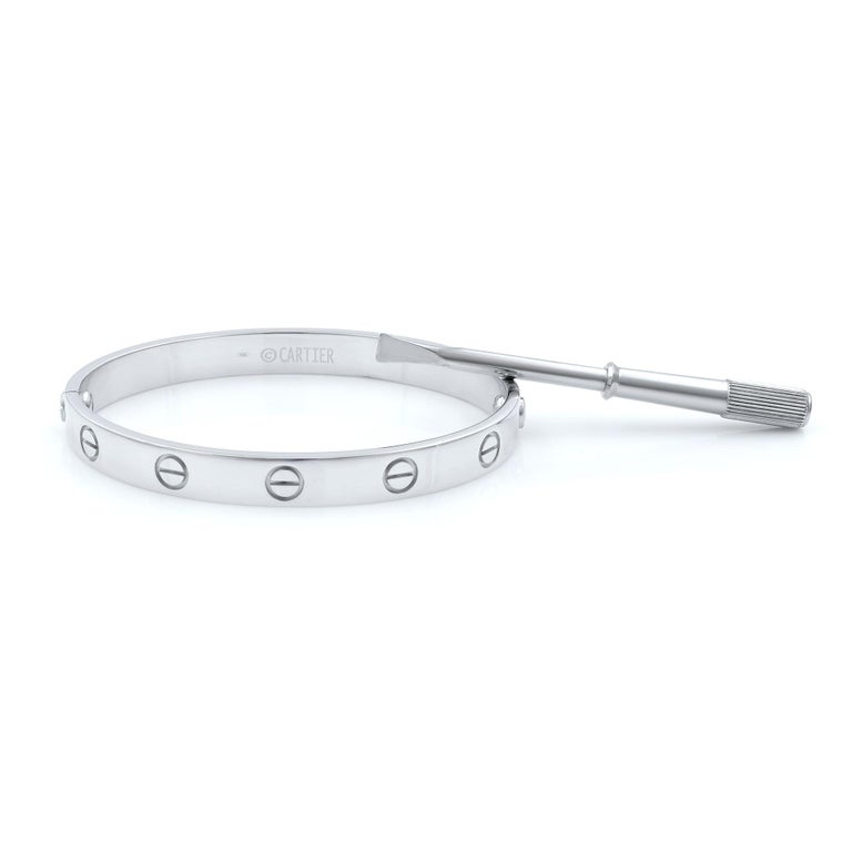Cartier 18 Karat White Gold Love Bracelet Old Screw System at 1stDibs