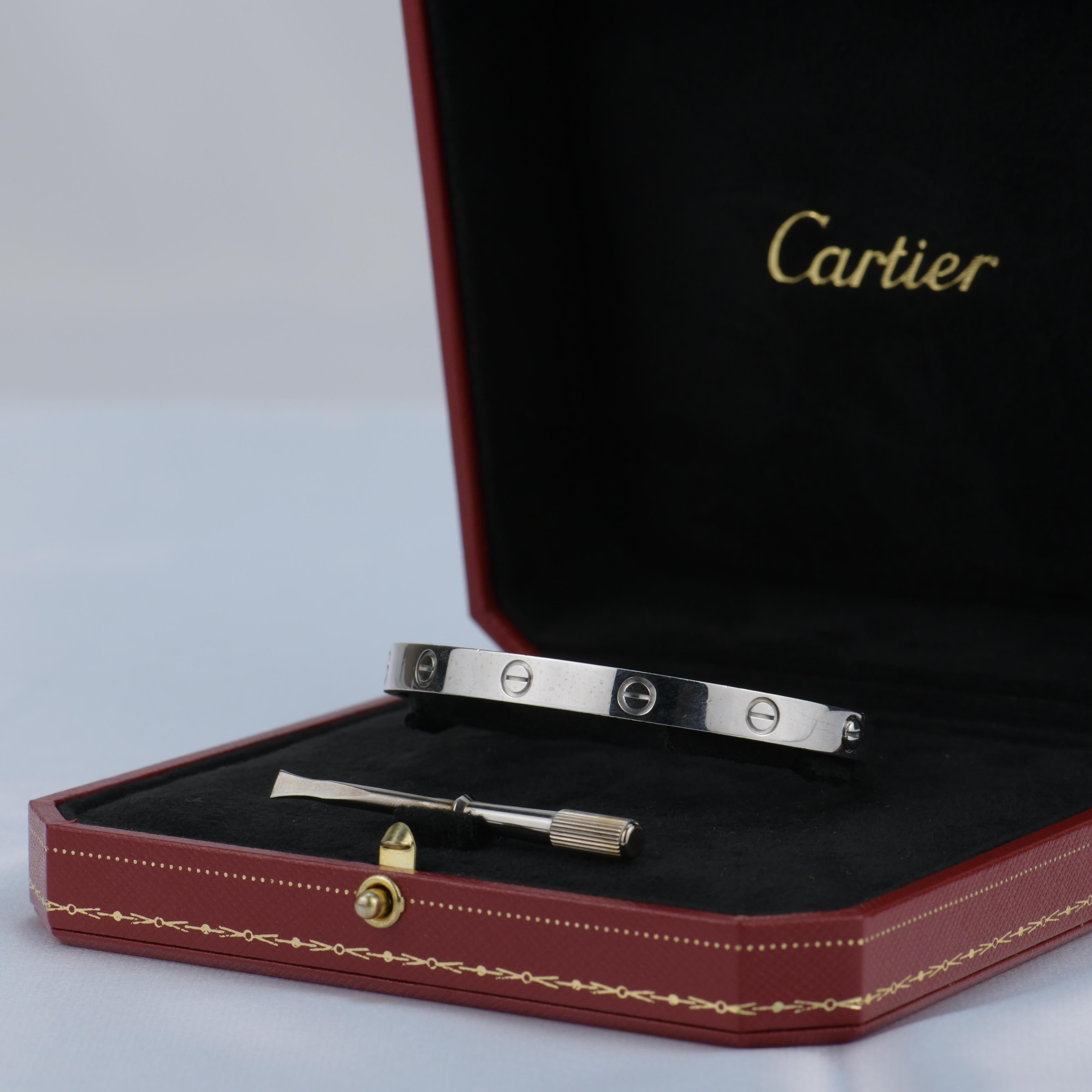 Cartier 18k White Gold Love Bracelet with Box and Card 3