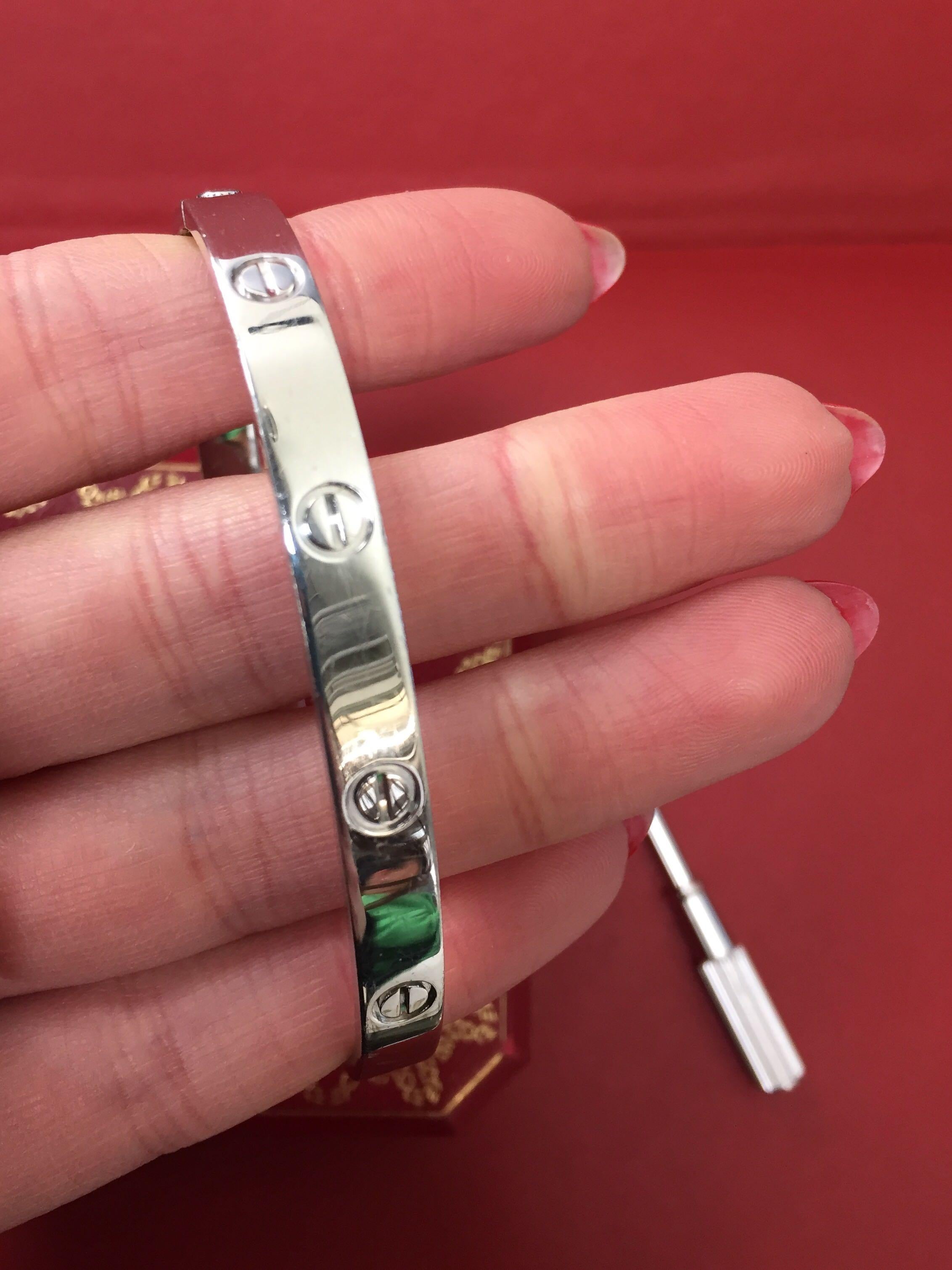 Women's or Men's Cartier 18 Karat White Gold Love Bracelet