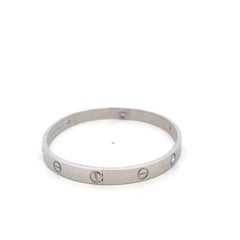 Bracelet « Love » Cartier en or blanc 18 carats, orné de 4 diamants, taille 19, avec boîte et papier