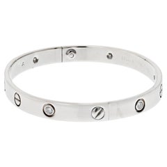Cartier 18K White Gold Love Diamond Bangle Bracelet with 6 Diamonds