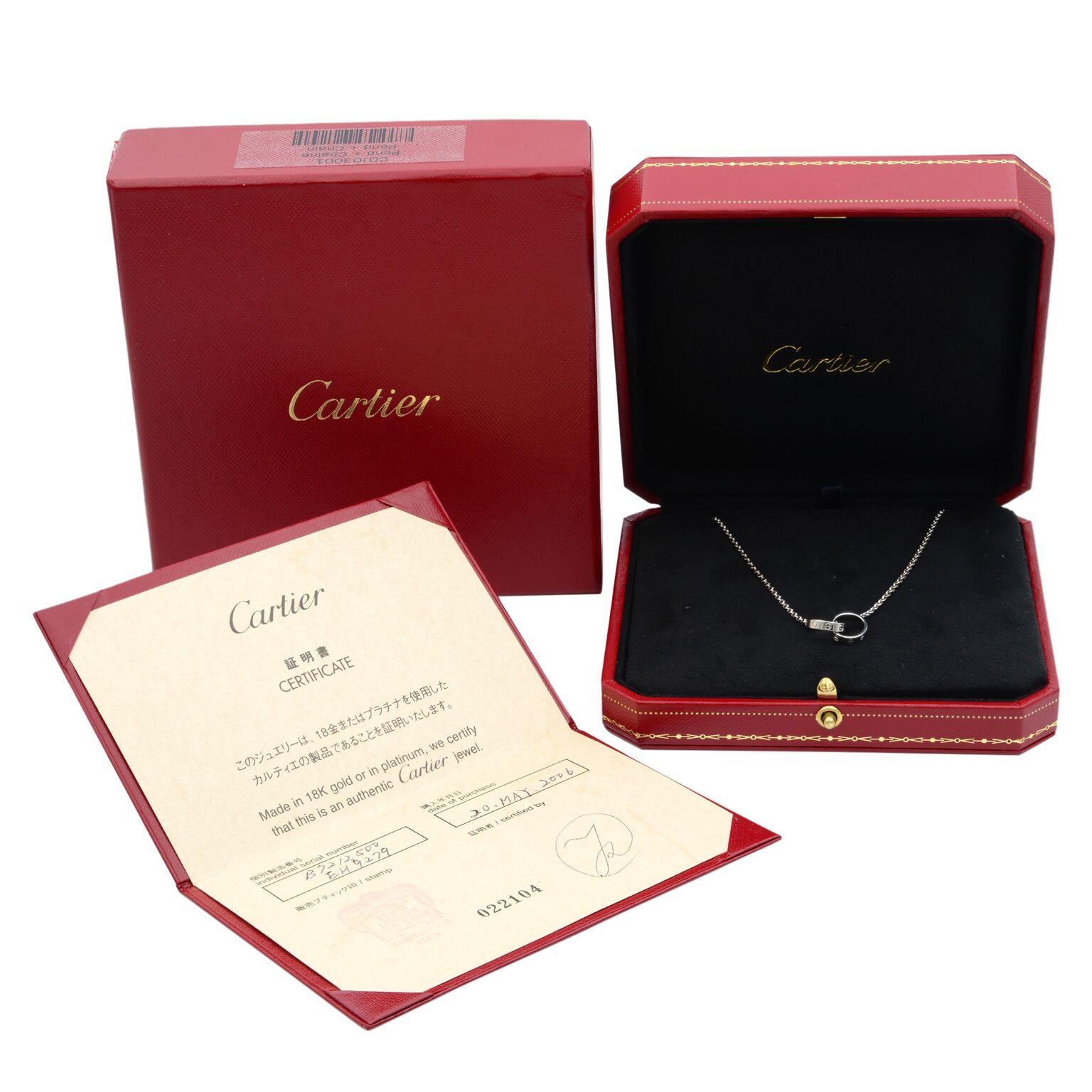 Cartier 18 Karat White Gold Love Necklace 3