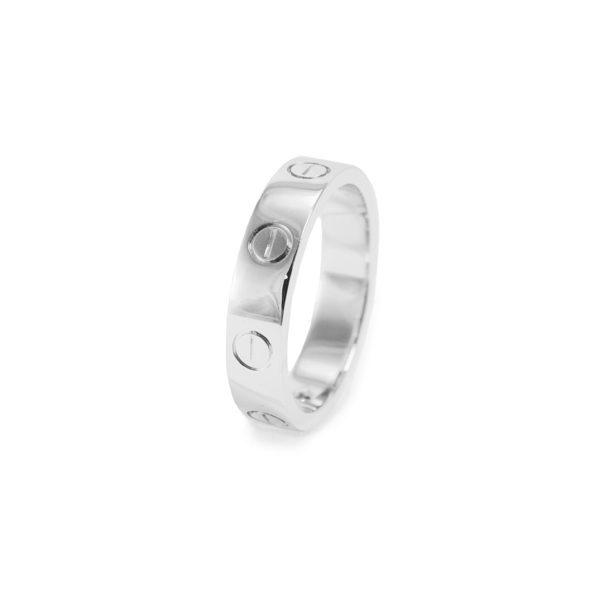Cartier Anello dell'amore in oro bianco 18 carati Modello piccolo 1 fascia di diamanti In condizioni ottime in vendita a Houston, TX