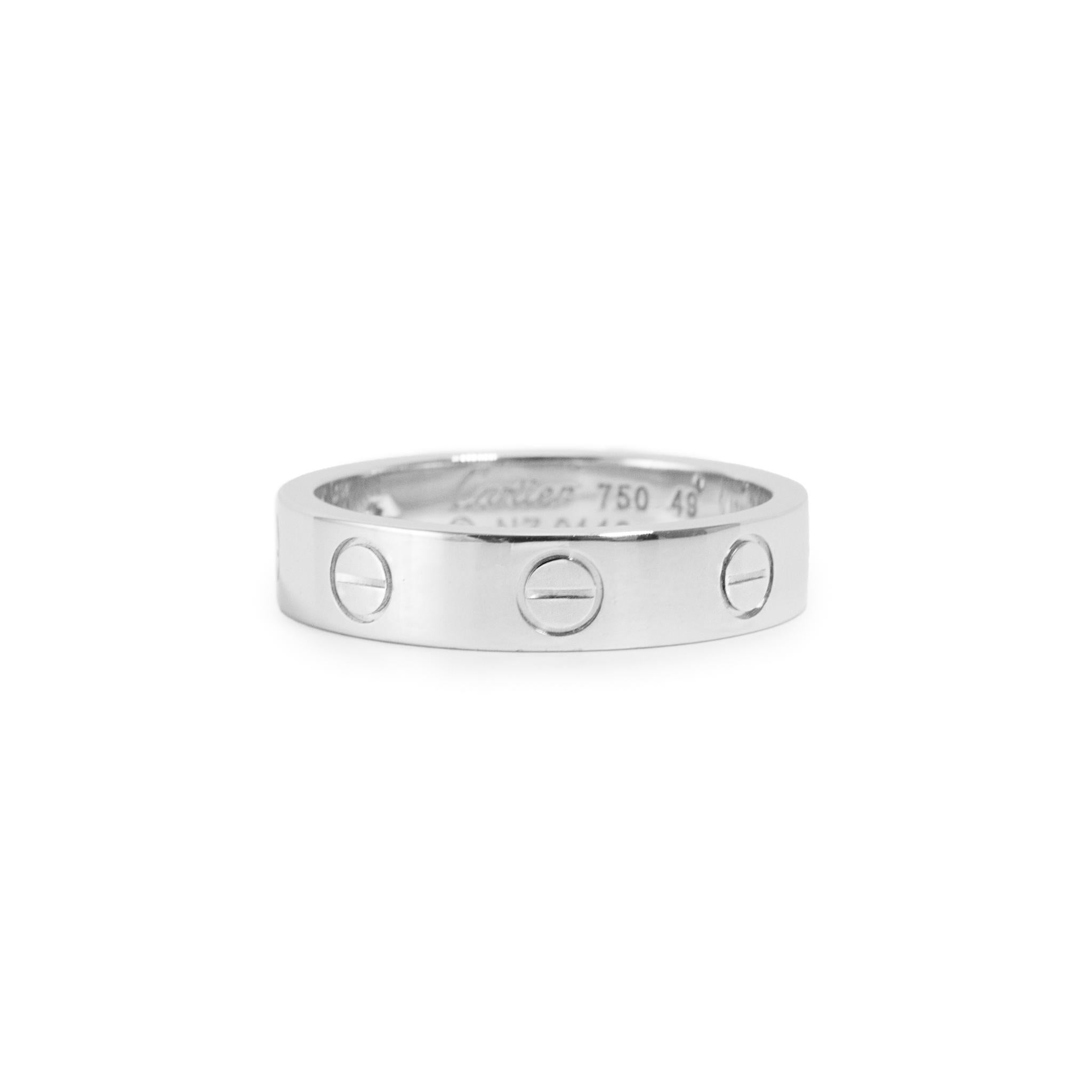 Cartier Anello dell'amore in oro bianco 18 carati Modello piccolo 1 fascia di diamanti in vendita 1