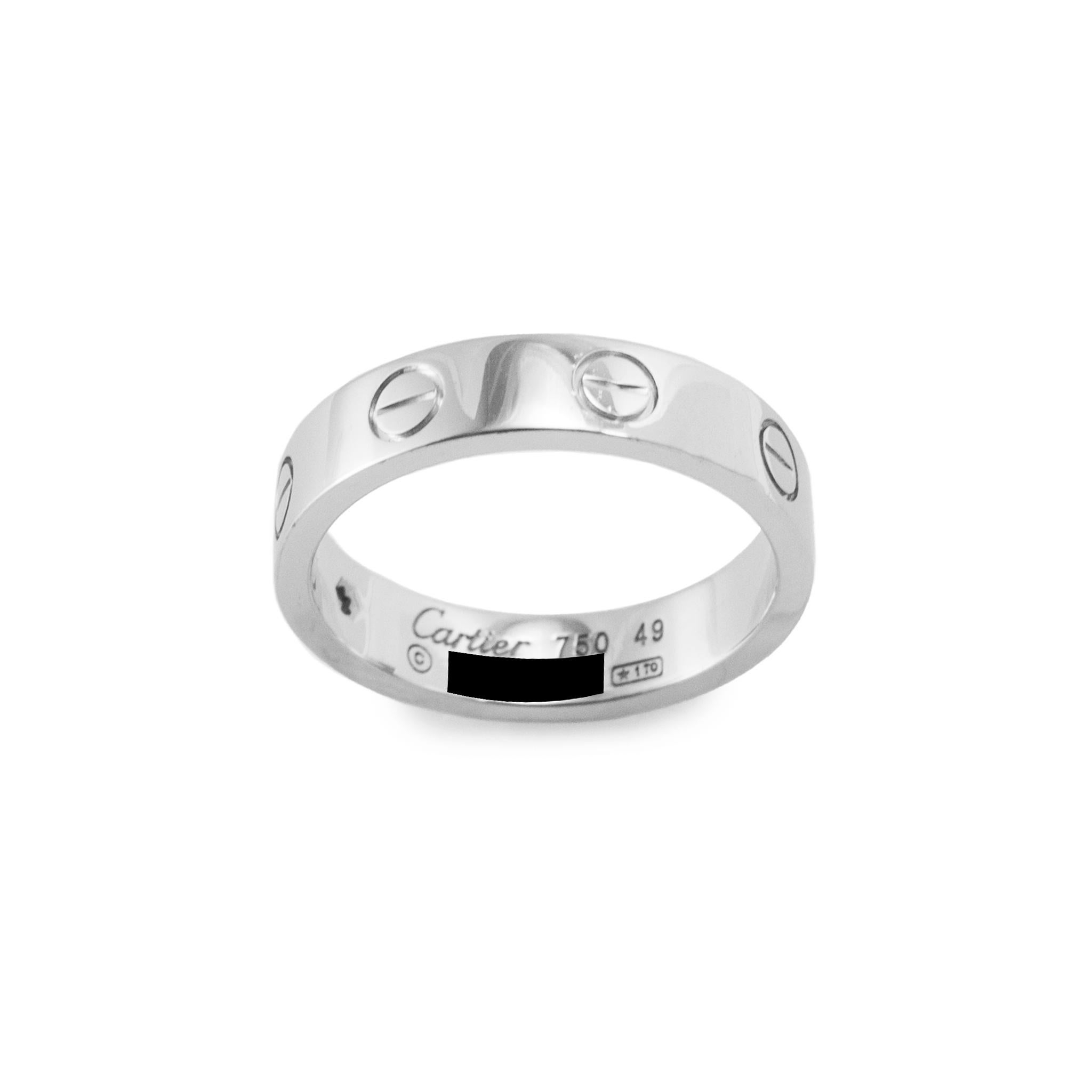 Cartier Anello dell'amore in oro bianco 18 carati Modello piccolo 1 fascia di diamanti in vendita 2