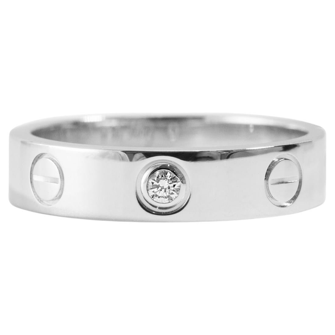 Cartier Anello dell'amore in oro bianco 18 carati Modello piccolo 1 fascia di diamanti in vendita