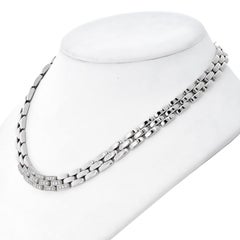 Cartier 18K White Gold Maillon Panthere 3 Row Diamond Necklace