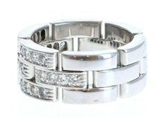 Cartier 18k White Gold Maillon Panthere Diamond Band Ring 11.6g